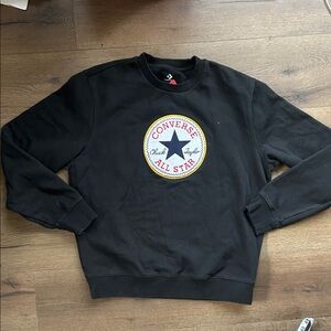 Converse Black Crewneck Sweatshirt with Classic All Star Patch !! Small